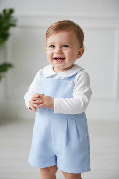 Spanish Baby Boys Blue Dungaree Set PO16