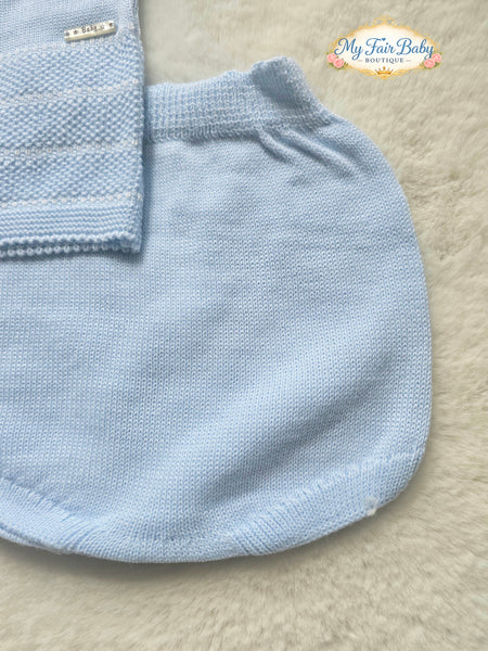 Spanish Baby Boys Blue Fine Knit Jam Pant Set