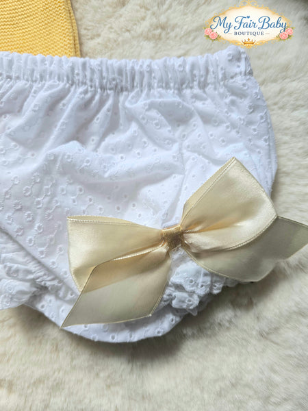 Spanish Baby Girls Yellow Knitted Jumper & Pant Set