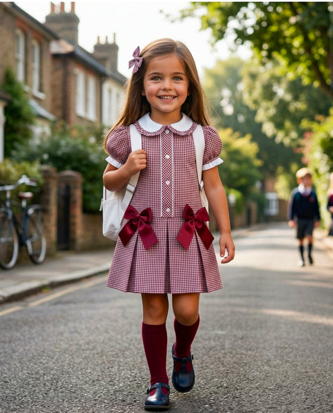 Sonata Infantil Spanish Girls Gingham School Dress C02604 - MADE TO ORDER