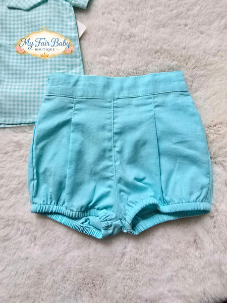 Spanish Baby Boys Aqua Green Check Short & Shirt Set MC884 ~ 1-12m