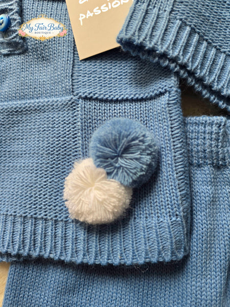 Spanish Baby Boys Cobalt Blue Knitted 3PC Set R778 ~ 0-3 months