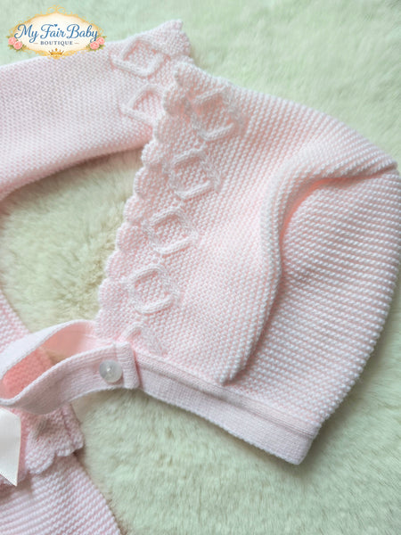 Spanish Baby Girls Pink Knitted 3pc Set C1003 ~ 0-12m