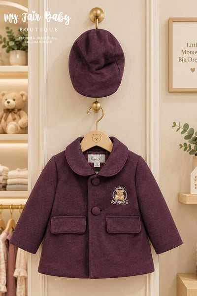 Beau Kid Traditional Baby Boys Red Wine Teddy Romper ~ 0-24m