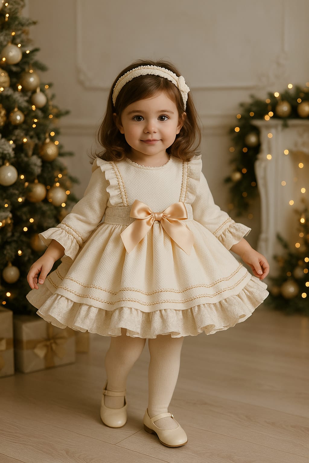 Sonata AW25 Spanish Girls Cream & Gold Dream Dress NA2507 - MADE TO ORDER