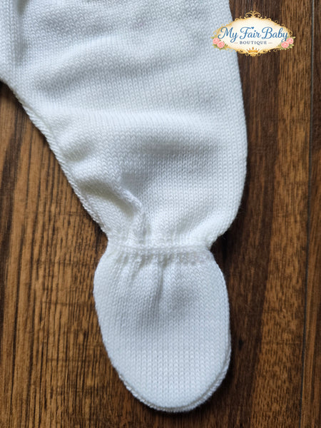 Spanish Baby Boys White & Blue Knitted 3PC Set ~ 0-3 months