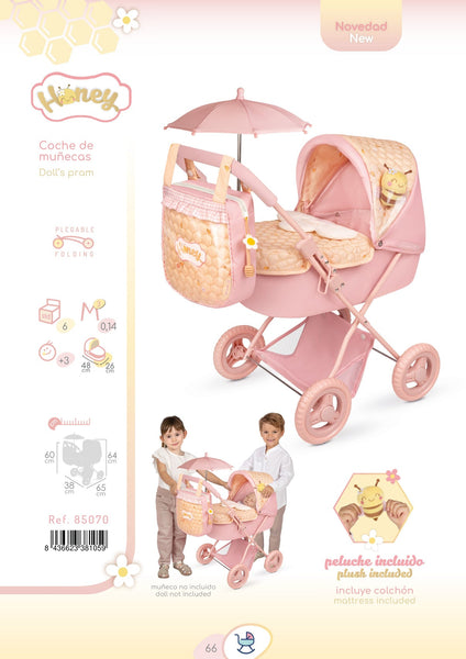 Spanish DeCuevas My First Pink Honey Dolls Pram 60cm 85070 - PREORDER