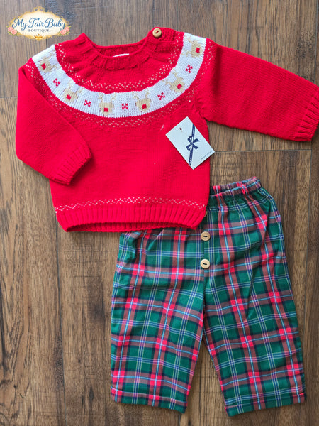 Spanish Baby Boys Red Reindeer Trouser Set