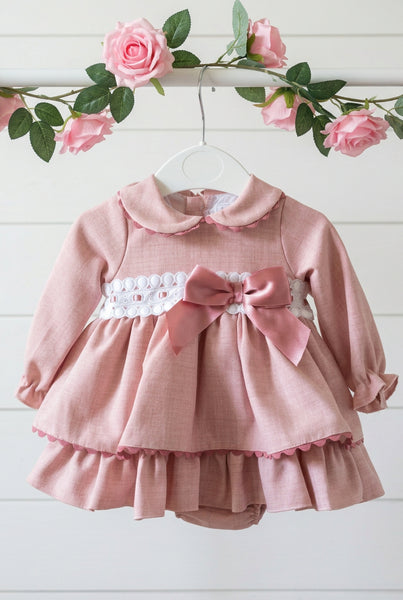 Spanish Girls Dusky Pink Dress & Pants ~ 3-36m
