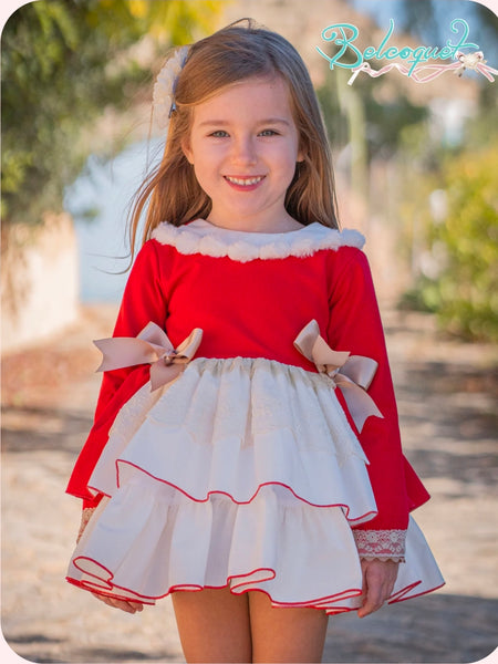 Belcoquet AW26 Alondra Red & White Puffball Dress