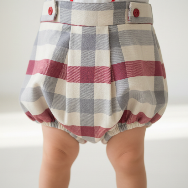 Spanish Baby Boys Red & Grey Check Short Set - 3-36m