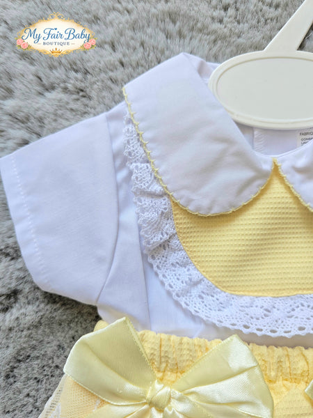 Spanish Baby Girls Lemon Lace & Bow Skort Set M002E