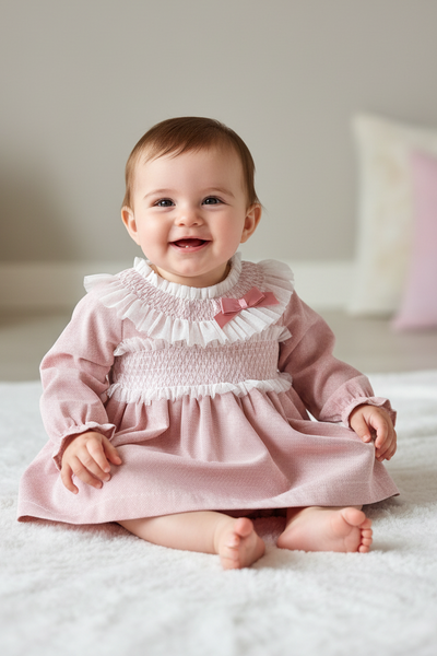 Ceyber Spanish Baby Girls Pink Dress With Smocking ZA3220