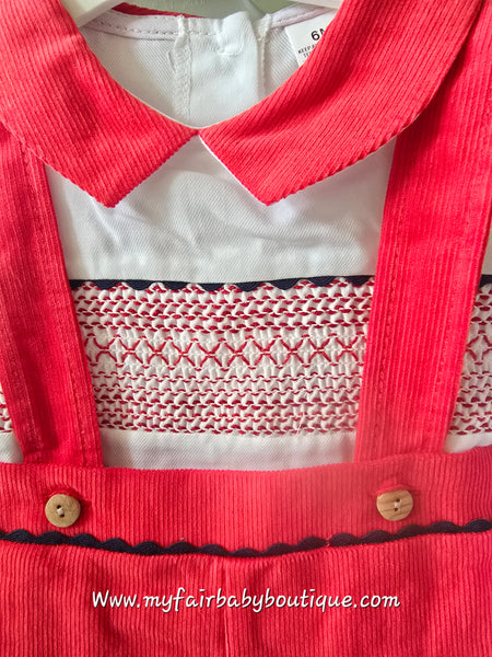 Spanish Baby Boys Red Smocked Dungarees Set ~ 3-36m
