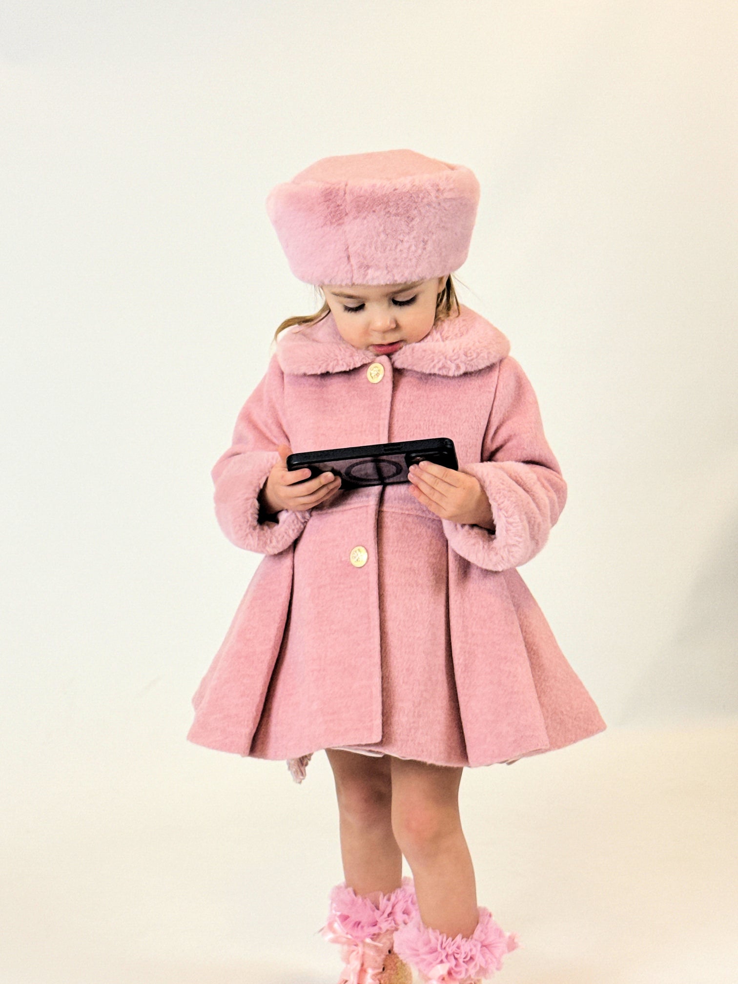 Beau Kid Traditional Girls Blush Pink Coat & Hat Set 1525