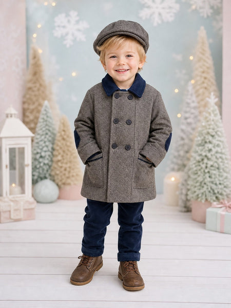 Beau Kid Traditional Boys Navy Tweed Coat 1500a ~ 3-8y