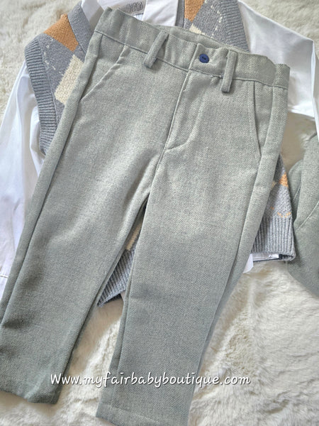 Beau Kid Traditional Boys Grey Argyle Tank Top 4pc Set 2817