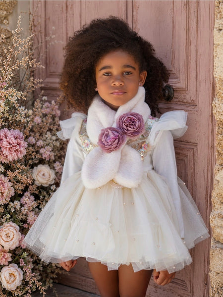 Ela Confeccion AW26 Spanish Girls Cream Butterfly Puffball Dress - MADE TO ORDER