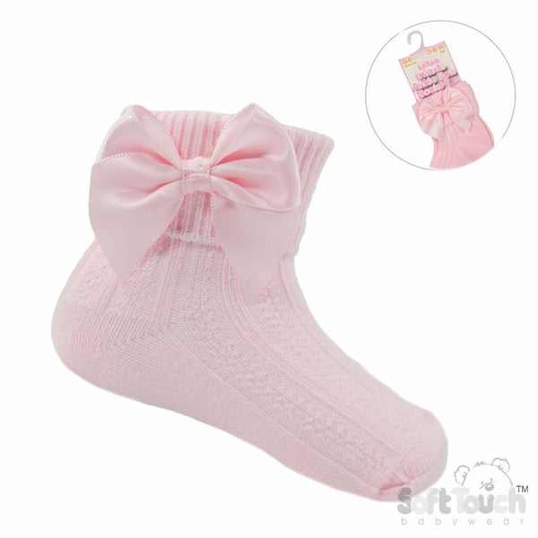 Traditional Baby Girls Pink Ankle Bow Socks