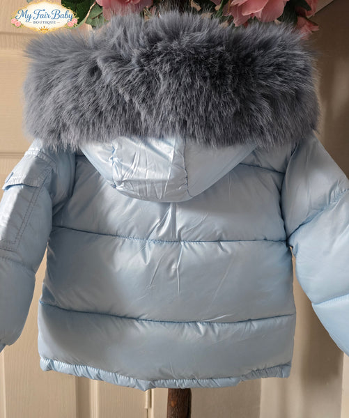 Wee Me Traditional Boys Blue Hooded Puffer Coat