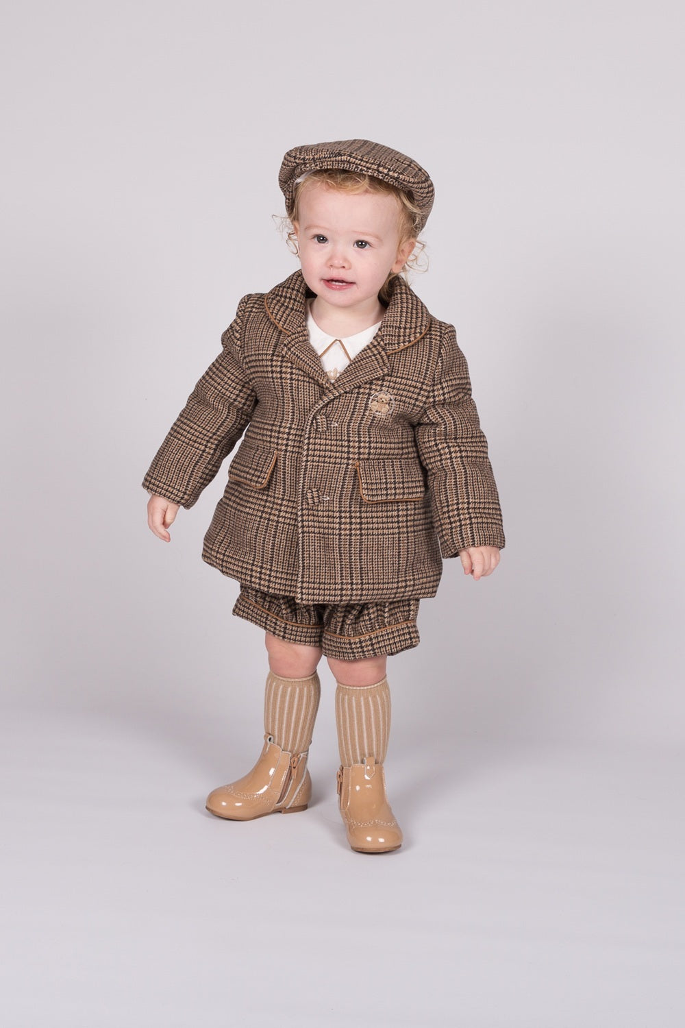 Beau Kid Traditional Baby Boys Camel Tweed Jacket & Cap Set ~ 0-18m