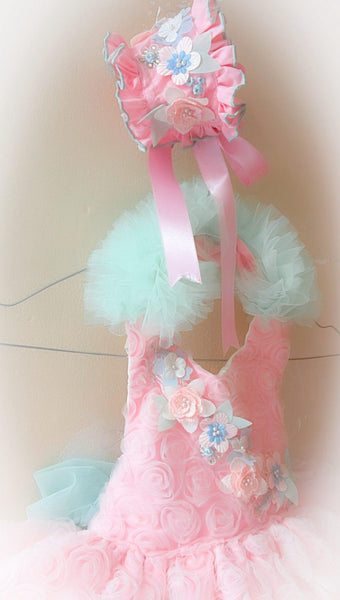 Ela Confeccion SS26 Girls Pink & Green Tulle Madeleine Puffball Dress - MADE TO ORDER
