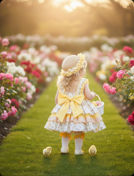 Sonata Infantil SS26 Girls Easter Chick & Bunny Puffball Dress VE2601 ~ MADE TO ORDER
