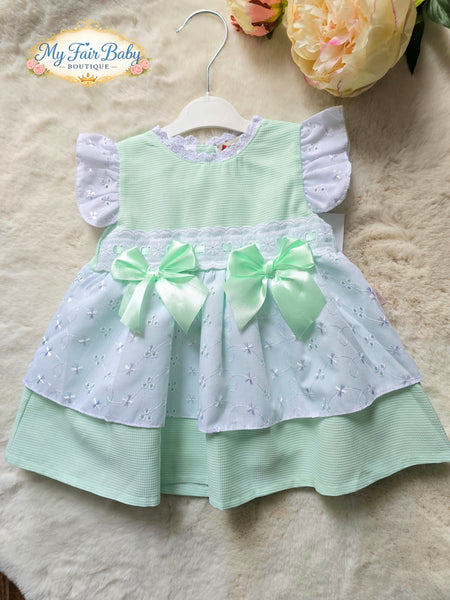 Spanish Baby Girls Apple Green Pique Dress V004 ~ 3-36m