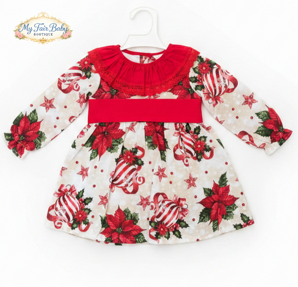 Spanish Girls Poinsetta Christmas Dress ~ 1-6y