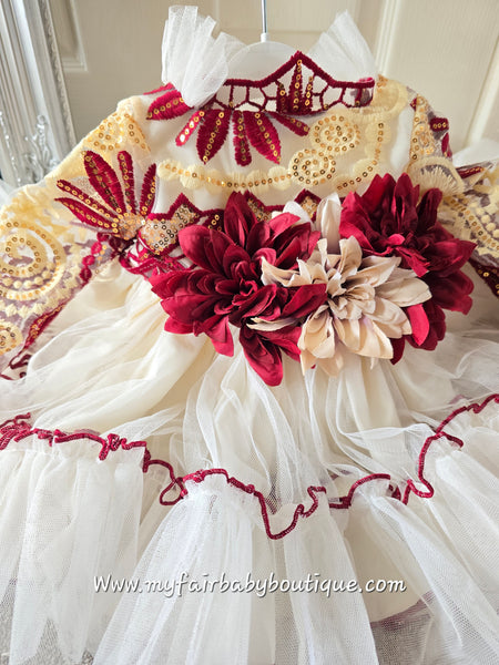 Ela Confeccion Girls Luxury Tulle Xmas Puffball Dress Set ~ 4y