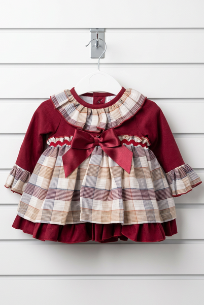 Spanish Girls Burgundy Checkered Christmas Dress & Pants ~ 3-36m