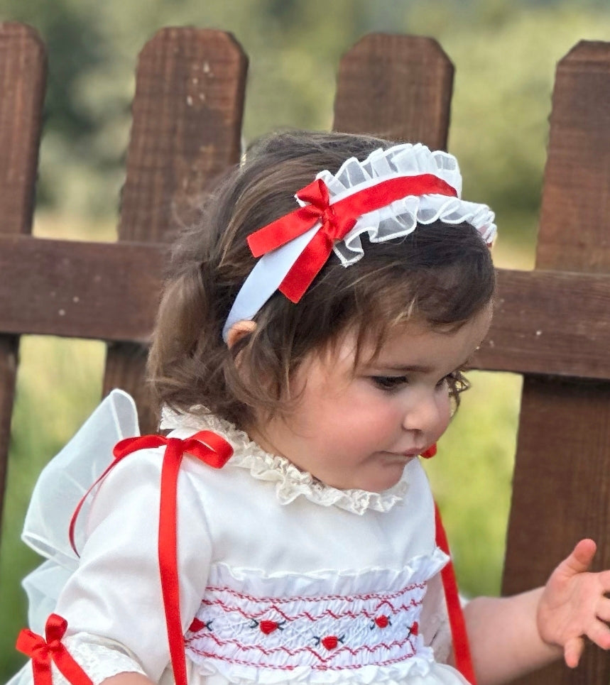 Sonata Infantil AW25 Spanish Girls Red Organza Headband - MADE TO ORDER