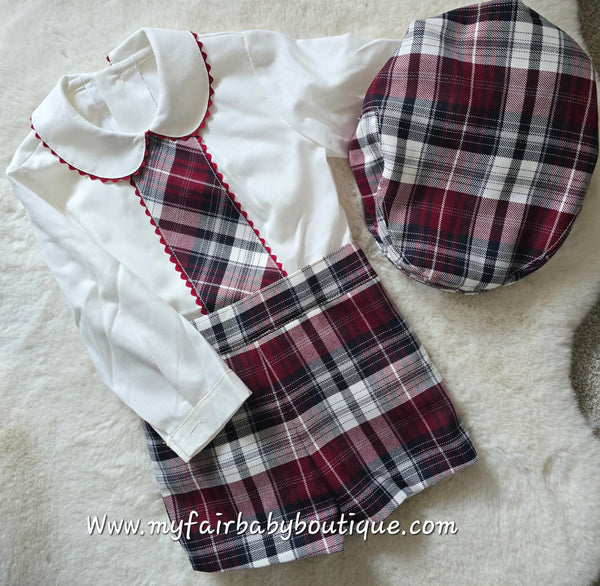 Sonata Infantil Spanish Baby Boys Burgundy Short Set IN2417 - MADE TO ORDER