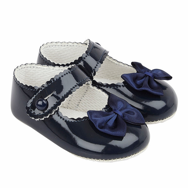 Baypod Traditional Baby Girls Navy Patent Pre-Walker Pram Shoes BP604N
