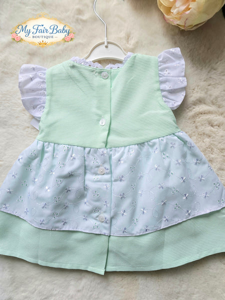 Spanish Baby Girls Apple Green Pique Dress V004 ~ 3-36m