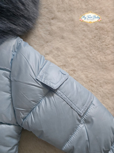 Wee Me Traditional Boys Blue Hooded Puffer Coat