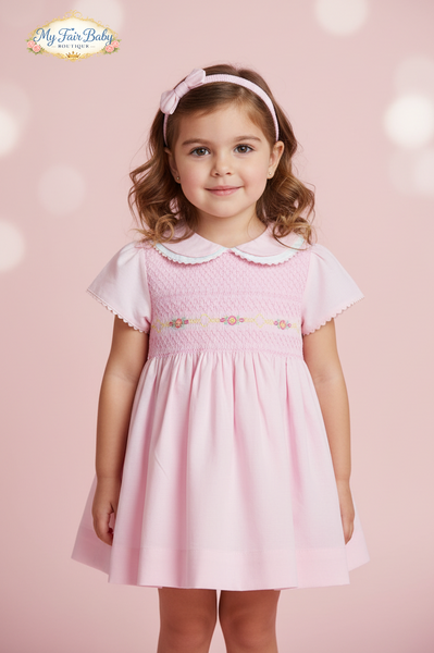 Mabini Traditional Girls Pink Smocked Dress Set MB7265