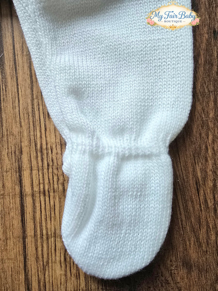 Spanish Baby Girls White Knitted 3pc Set ~ 0-3 months
