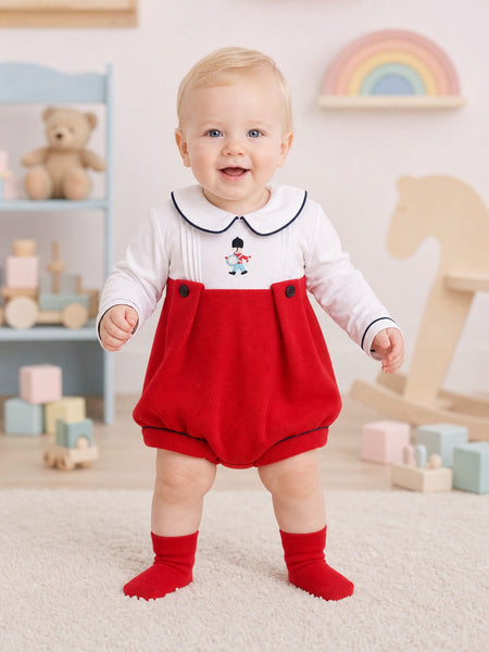 Beau Kid Traditional Baby Boys Red Soldier Romper