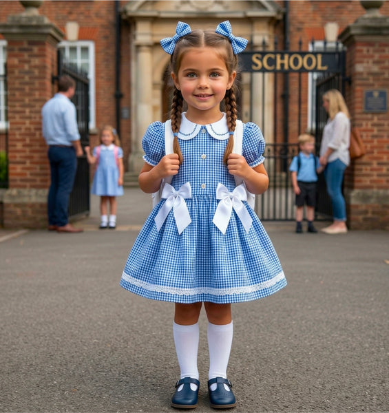Sonata Infantil Spanish Girls Gingham School Dress C02603 - MADE TO ORDER