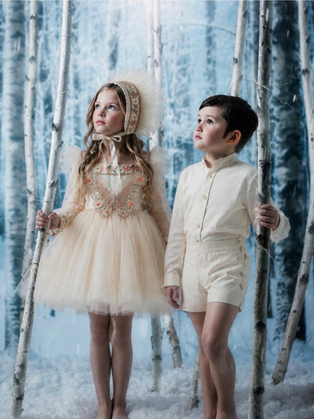 Ela Confeccion AW26 Spanish Girls Cream Butterfly Puffball Dress - MADE TO ORDER