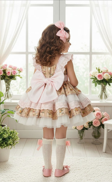 Sonata Infantil SS26 Girls Printed Puffball Dress VE2616 ~ MADE TO ORDER