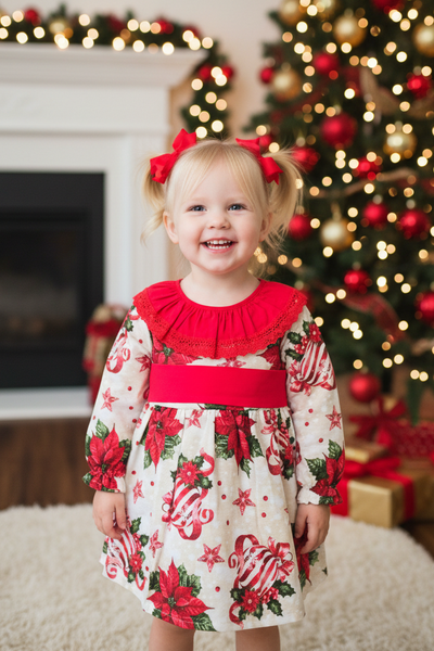 Spanish Girls Poinsetta Christmas Dress ~ 1-6y