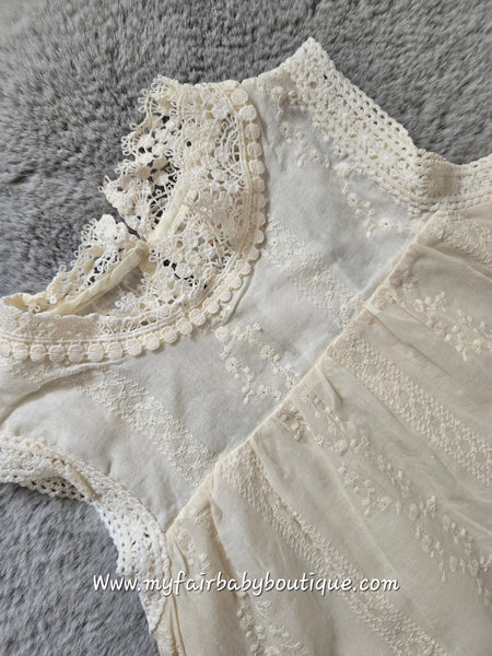 Older Girls Cream Lacey Cotton Top Set & Short Set ~ 4-14y