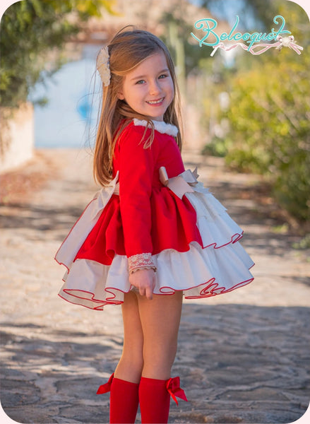 Belcoquet AW26 Alondra Red & White Puffball Dress