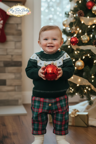 Spanish Baby Boys Green Reindeer Trouser Set