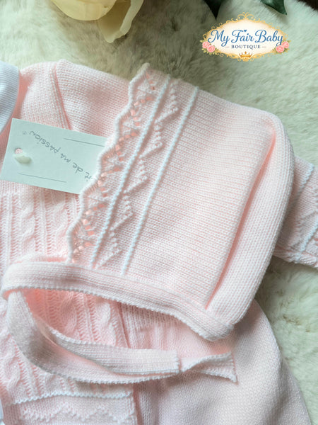 Spanish Baby Girls Pink Knitted 3pc Set ~ 0-3 months