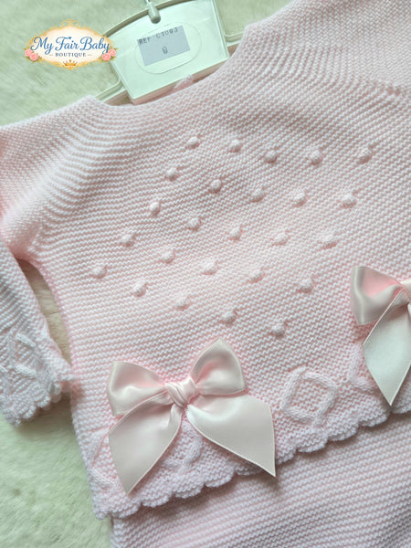 Spanish Baby Girls Pink Knitted 3pc Set C1003 ~ 0-12m