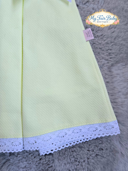 Spanish Baby Girls Lemon Pique Pleated Dress V004L