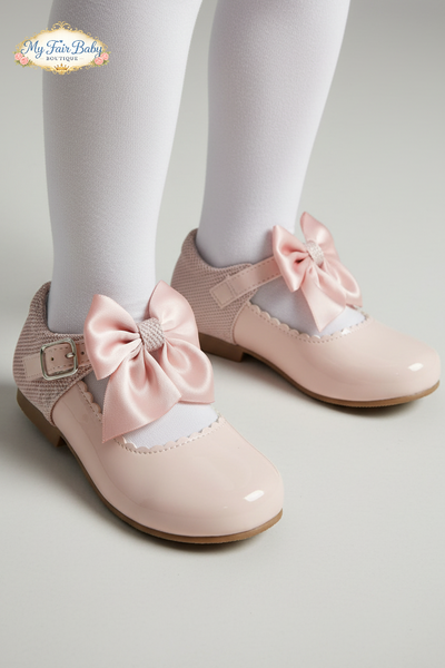 Sevva Girls Pink Patent Mary Jane Bow Shoes - Kristy
